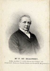 103961 Portret van jhr.mr. P. de Beaufort, geboren 1807, lid van Gedeputeerde Staten van Utrecht, curator van de ...